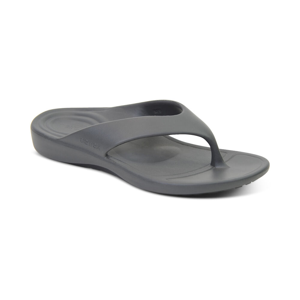 Aetrex Men's Maui Flip Flops - Charcoal | USA 2K71217